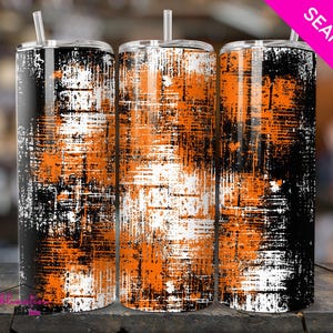 Ontwerp met grunge-beker | Zwartoranje achtergrond | Digitaal | Beker, png | Sublimatie bekerverpakking 20 oz zwarte achtergrond - oranje zwart
