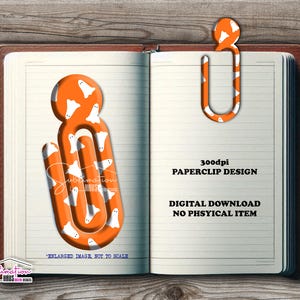 Teacher Gift Paperclip PNG, Halloween Design Paperclip Design for Sublimation, 3D Paperclip, Classroom Supplies, Fall Paperclip, Ghosts