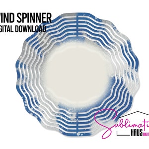 Wind Spinner PNG Wind Spinner Designs Wind Spinner for Sublimation Wind Spinner PNG Download - Blue Silver