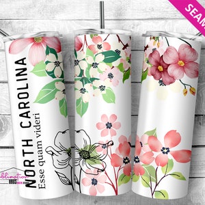 North Carolina State 20oz wrap, 20oz Skinny Tumbler Sublimation Design, PNG File Digital Download, Travel, State Tumbler - North Carolina