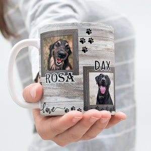 Marco para perros 11oz Taza de café Envoltura de otoño Marco para perros 4 marcos de fotos Vaso 11oz Envoltura PNG Sublimación Perro PNG envoltura Vaso 110z