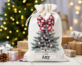 Santa Sack PNG - kerstcadeauzakje - Noordpool Special Delivery - Digitale download Voeg je naam toe - Santa Sack Design Holiday Santa Sack