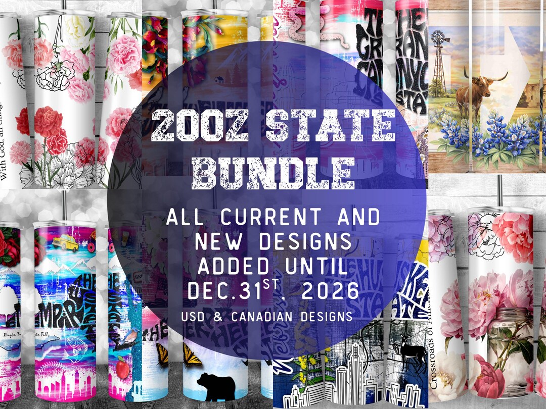 State Design Bundle 20oz Tumbler PNG | USA & Canada State Sublimation ...