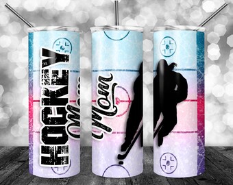 Diseño de sublimación para vaso de 20 oz de Hockey Mom (descarga digital PNG)