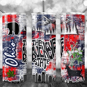 Ohio State 20oz wrap, 20oz Skinny Tumbler Sublimation Design, PNG File Digital Download, Travel, State Tumbler - Ohio