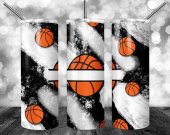 Basketball Sublimation Tumbler Designs, Basketball 20oz Skinny Tumbler Wrap Template - PNG Digital Download 20 oz Skinny Tumbler Sublimation
