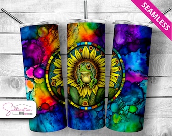 Sunflower Frogs Tumbler wrap Frog Tumbler Wrap  20oz Skinny Tumbler Wrap Tumbler Template  Digital Download - AI Frogs - NO TEXT
