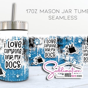 17oz Mason Jar Camping Wrap Watercolor 17 oz Mason Tumbler Wrap Template PNG 17 oz Skinny Tumbler Sublimation Camping Mason Jar Sublimation