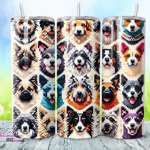 Dog Tumbler Wrap PNG - 20oz Skinny Tumbler Design - Instant Download - Dog Lover Gift 20oz Skinny Tumbler PNG - Dog Mom Sublimation Design