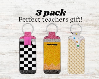 Chapstick PNG Design do uchwytu sublimacyjnego, pobieranie cyfrowe, szablon balsamu do ust, Chapstick PNG Teacher Pack Set of 3 Ice Cream, kratka