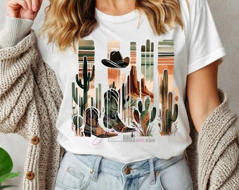 Western T-Shirt PNG: Brush Stroke Clipart (Digital Download)