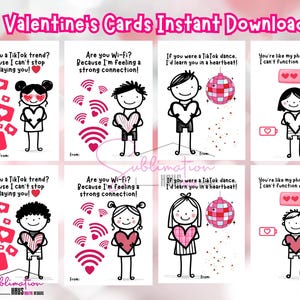 Divertenti biglietti di San Valentino per adolescenti - Biglietti di San Valentino umoristici per la classe - Download digitale - Biglietto di San Valentino divertente per adolescenti, set di San Valentino - Set di 6