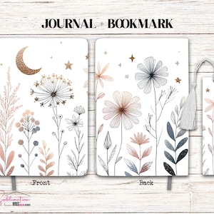 Digitale dagboek sublimatie boho bloemen dagboek ontwerpsjabloon notebook digitaal ontwerp Moederdag set - set van 2 ontwerpen moeders notitieboek