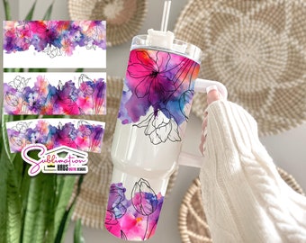 Aquarell Tulpen 40 Unzen Tumbler Wrap: Frühlings Sublimationsdesign (Digitaler Download)