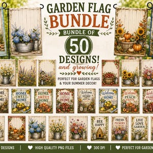 Sommarträdgårdsflaggpaket PNG, personliga trädgårdsflaggdesigner, sublimeringsflaggpaket, välkomstflaggor för bondgårdar, blommig sommardekoration till verandan