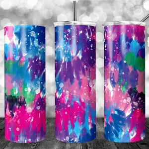 Colorful Tie Dye 20oz Sublimation Tumbler Design - Fun Summer Digital Download - Tumbler Wrap PNG
