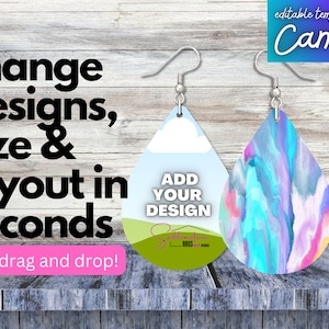 CANVA Mockup Earring PNG Template Tear Drop Earring Mockup Template