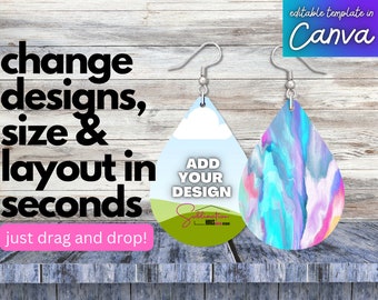 Tear Drop Earring Mockup Template: Canva PNG Template (Digital Download)