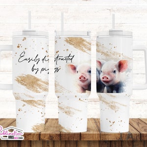 Cute Pigs 40oz Wrap Watercolor 40 oz Tumbler Wrap Template PNG 40 oz Skinny Tumbler Sublimation Pigs 40oz wrap - SET OF 2