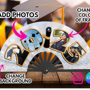 Grad Clack Fan Template - PNG Design for Graduations - Add photos - Clack Fan Sublimation Design for Graduation, Festivals - Digital - Canva