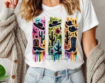 Western T-Shirt PNG: Brush Stroke Clipart (Digital Download)