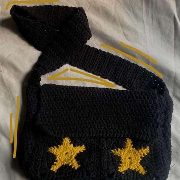 Star Crochet Messenger Bag Etsy