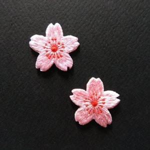 Pink Sakura Flower Pair Japan Iron On Patch - 2 pieces