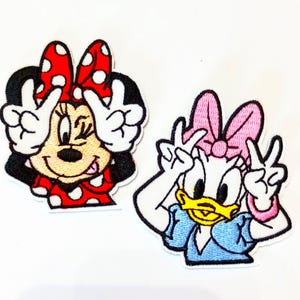 Världsfredsseger Minnie Mouse Daisy Duck broderi stryk-på sy-på lapp