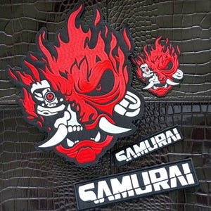 Großer Cyberpunk Oni Samurai Back Logo Aufnäher
