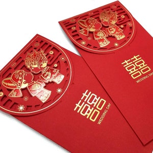 Traditional Wedding Bride and Groom Chinese Red Packet Money Gift Holder image 3