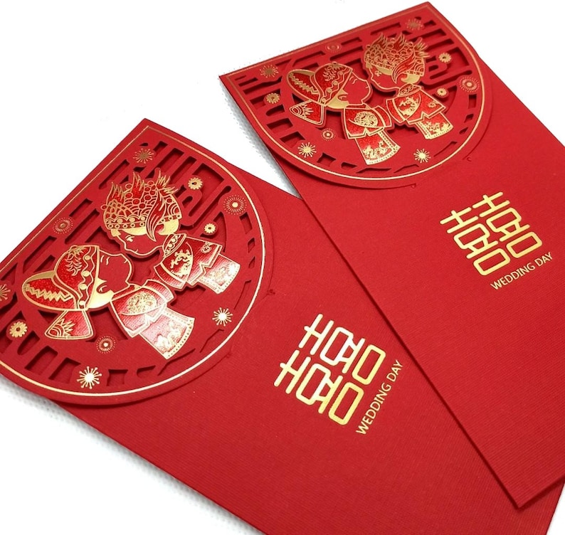 Traditional Wedding Bride and Groom Chinese Red Packet Money Gift Holder image 3