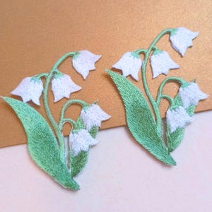 Lelietje-van-dalen Bollen Bloemen Bloemen Plant Blad Geborduurde Opstrijkpatch