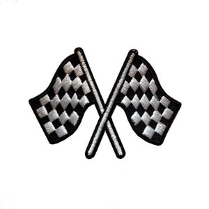 Racing Flag Race Car Track Iron On Patch