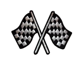 Racing Flag Race Car Track Iron On Patch