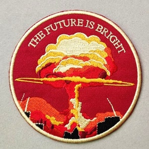 Nuclear Bomb Future is Bright Apocalypse War Iron On Patch Velcro Tactical zdjęcie 1