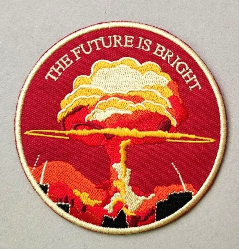 Nuclear Bomb Future is Bright Apocalypse War Iron On Patch Velcro Tactical zdjęcie 1