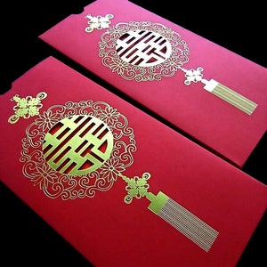 Oriental Lantern Double Happiness Chinese Wedding Red Packet Money Gift Envelope Holders