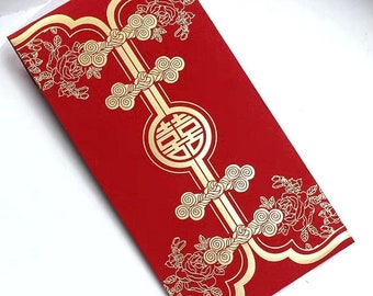 Double Happiness Oriental Chinese Wedding Cash Envelopes Red Packet Money Holder