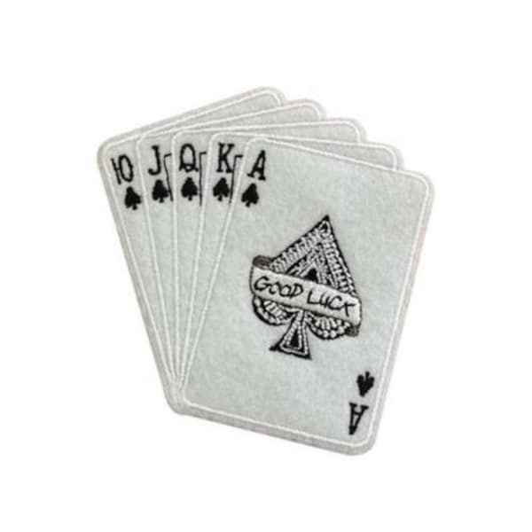 Parche termoadhesivo de cartas de póker, Escalera Real, Casino Vegas