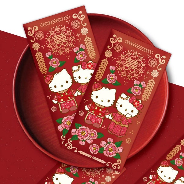 Cat Wedding Couple Auspicious Red Packet Gold Money Cash Envelope