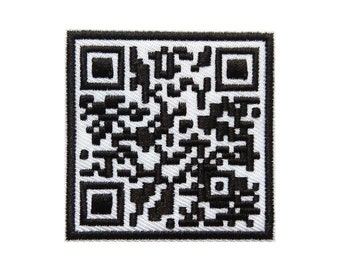 Rickroll QR-code geborduurd opstrijkbare patch