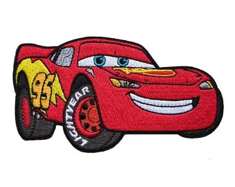 Écusson thermocollant Lightning McQueen Red Cars pour voiture de course