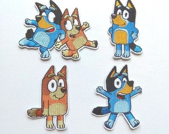 Blauwe hond cartoon opstrijkbare patch