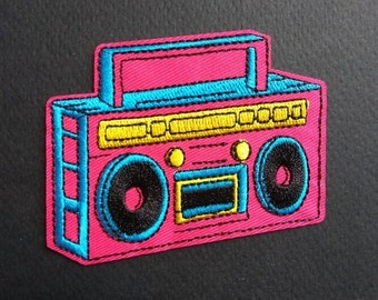 Retro 80's Cassette Player Boom Box Iron On Patch