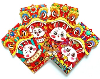2023 Rabbit Lion Dance Chinese New Year Money Envelope Red Packet Holders