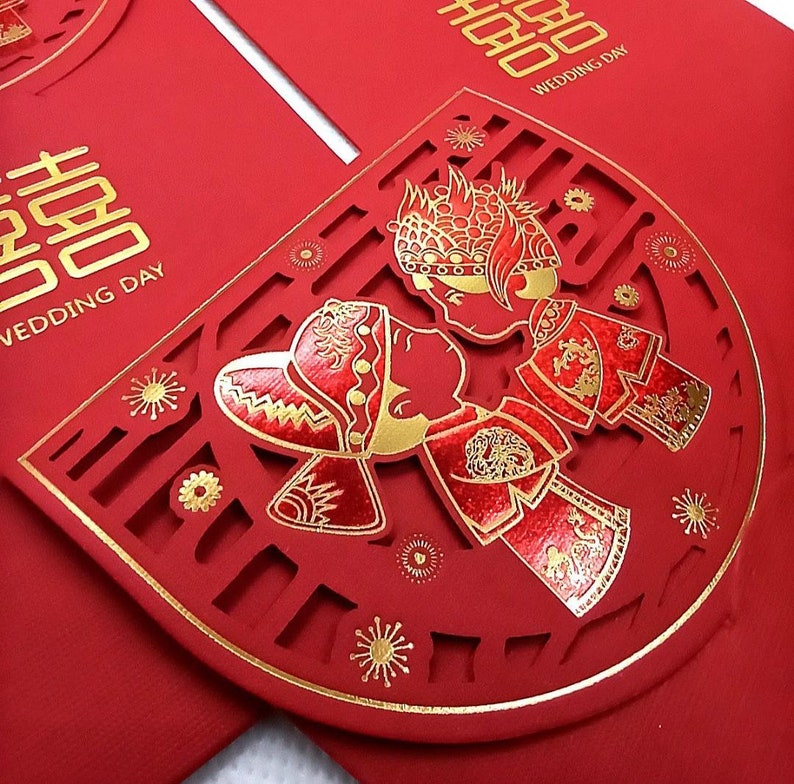 Traditional Wedding Bride and Groom Chinese Red Packet Money Gift Holder image 2