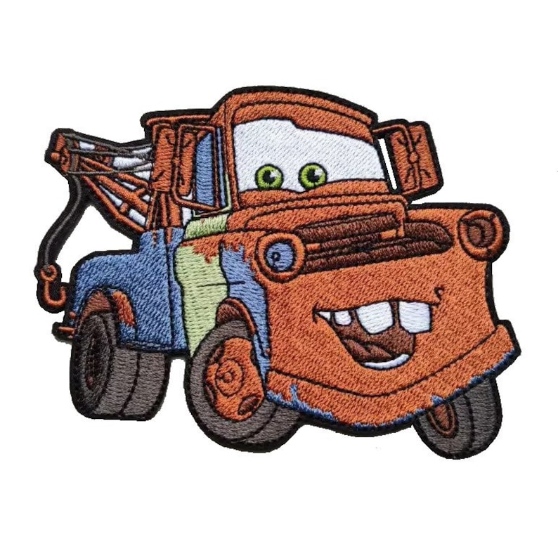 Mater Tow Truck Cars Race Car Iron On Patch image 1