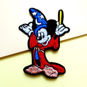 Wizard Sorcerer Retro Mickey Magic Wand Embroidery Iron On Sew On Patch