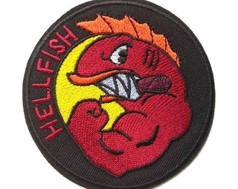 Flying Hellfish Grandpa Embroidered Iron On Patch