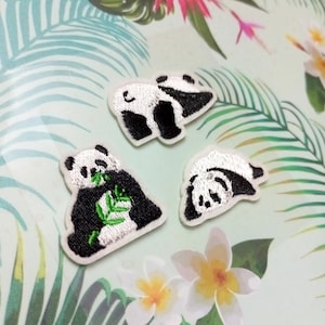 Björn Mini Pandor Panda Ungar Bambu Broderi Självhäftande Tygmärke